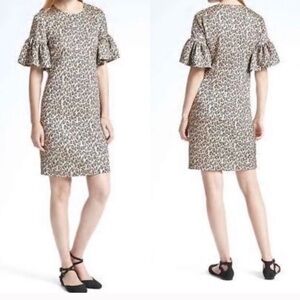 NWT Banana Republic leopard ruffle bell sleeve dress SZ 0